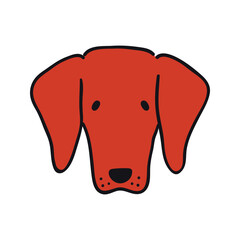 Dachshund dog, puppy face cute funny cartoon character illustration. Hand drawn vector, isolated. Line art. Domestic animal logo. Design concept pet food, branding, business, vet, print, poster