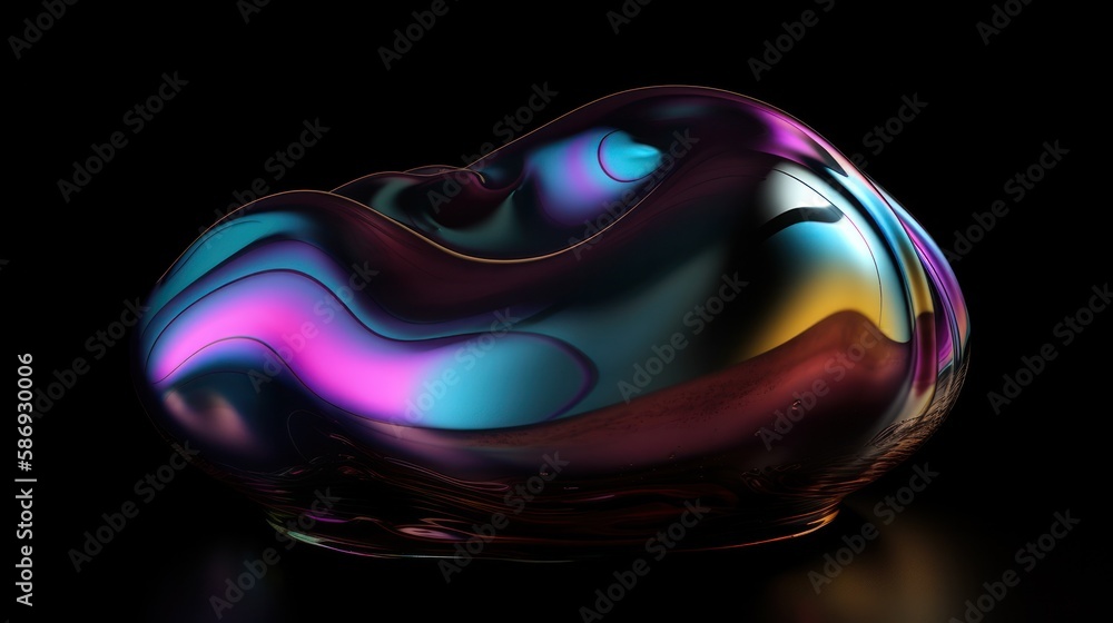 Wall mural 3d render of a distorted demorfed blob in the style of liquid holographic iridescent background. gen