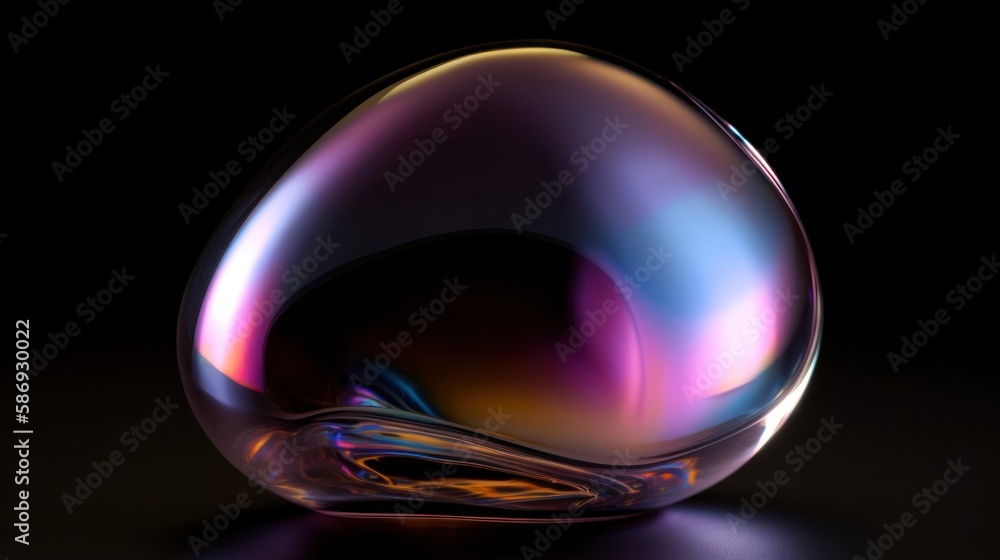 Wall mural 3d render of a distorted demorfed blob in the style of liquid holographic iridescent background. gen