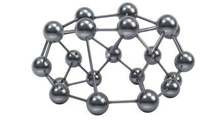 Buckyball or buckminsterfullerene molecule isolated on transparent white background cutout png. Generative AI