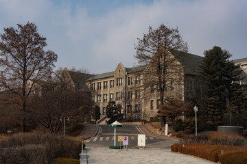 Ewha Womans University a private women's university in Seoul during winter morning at Seodaemun-gu , Seoul South Korea : 5 February 2023