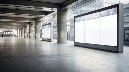 Obraz premium Mockup of advertising space in a public shopping center, mall, or business center. Generative AI