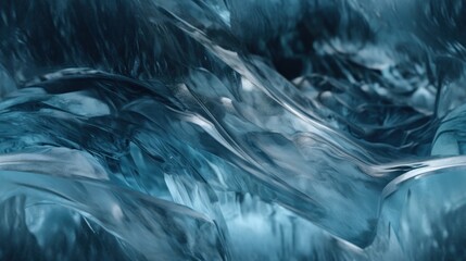 Winter bright cool blue frozen cracked ice texture background. Generative AI