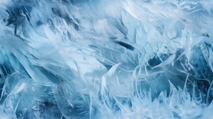 Winter bright cool blue frozen cracked ice texture background. Generative AI