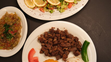 meat and salad