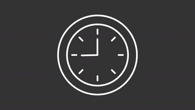Animated clock linear icon. Website loader. Wait-animation. Time. Loop HD video with chroma key, alpha channel on transparent background, black solid background. Outline motion graphic animation