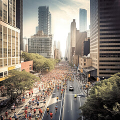 Obraz premium Un marathon dans un ville