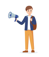 Fototapeta premium man holding megaphone. media marketing