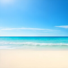 beach with sky - Beach landscape - Ocean calm waves background for design - beach background for design - Generative AI