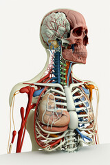 Human anatomy for medical education on white background. Generative AI