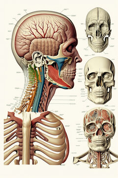 Human anatomy for medical education on white background. Generative AI