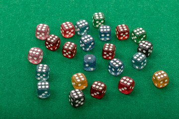 Business Team Concept: Green Felt Mat with Multiple Sixes and One in the Middle