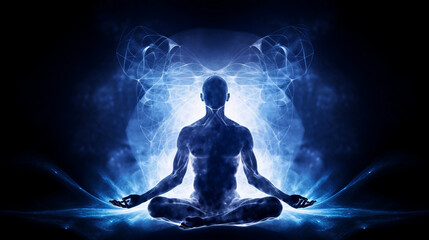 Concept of meditation and spiritual practice, expanding of consciousness, chakras and astral body activation, mystical inspiration image, generative ai