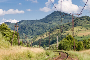 Railway in Carpathian mountains, Ukraine