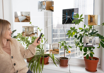 smart home application on robot vacuum cleaning washing glass window