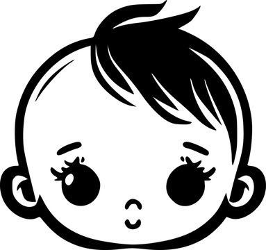 recommend clip art: Baby - Black and White Isolated Icon - Vector illustration