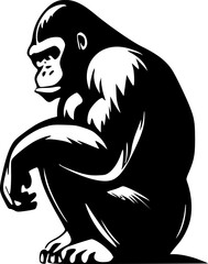 Gorilla - Black and White Isolated Icon - Vector illustration