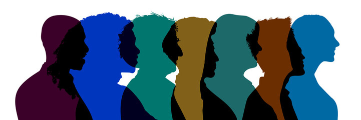 Silhouetten in Vintage Farben blicken in eine Richtung