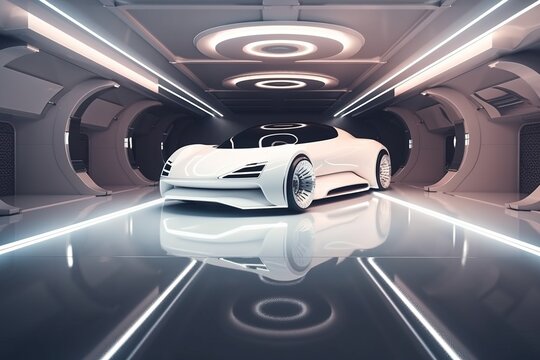 Futuristic car concept design by generative ai