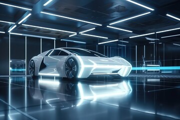 Obraz premium Futuristic car concept design by generative ai