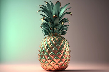 Golden pineapple. AI generation