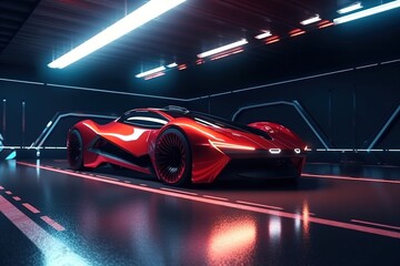 Futuristic car concept design by generative ai
