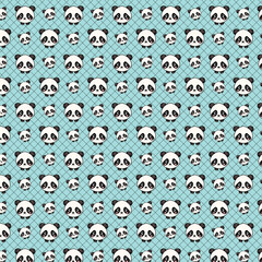Cute panda blue BG black lines