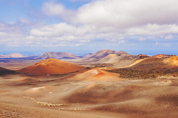 landscape postcard of Lanzarote volcanoes