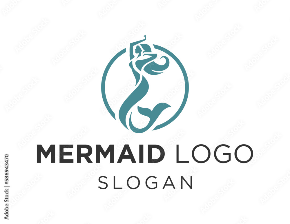 Poster logo about mermaid on white background. created using the coreldraw application.