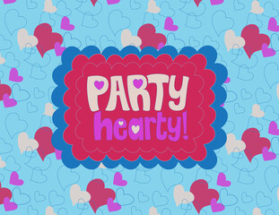 Party Hearty Red and Blue Graphic Card Design