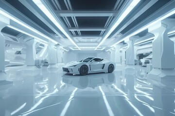 Obraz na płótnie Canvas Futuristic car concept design by generative ai