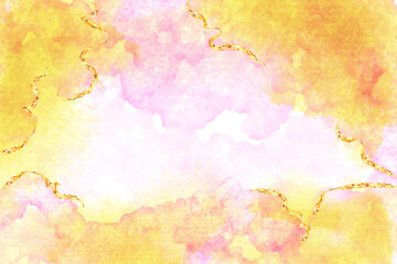 Obraz premium Abstract watercolor background vector. Luxury invitation card background with golden line. Invite design for wedding and vip cover template.