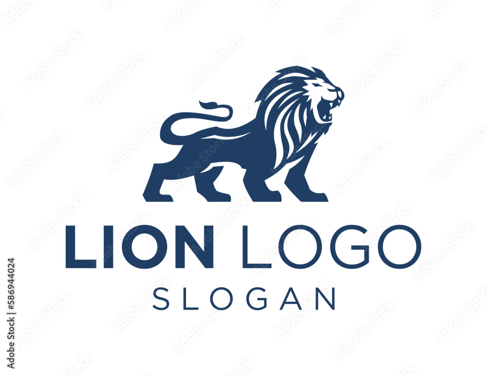 Poster logo about lion on white background. created using the coreldraw application.