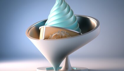 in a decorative ice-cold ice cream cone - obrazy, fototapety, plakaty