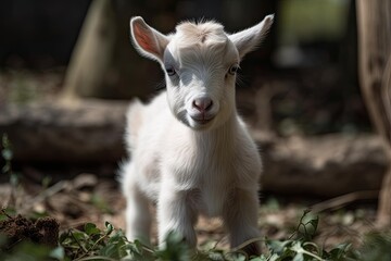 Obraz premium a young goat in the spring. Generative AI