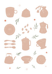 set of coffee and sweets