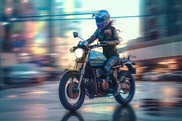 Fototapeta na wymiar person on motorcycle Generative Ai