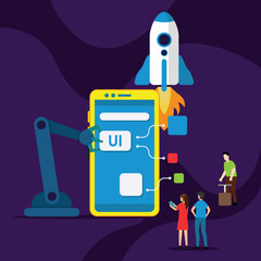 User Interface development project 2d vector illustration concept for banner, website, illustration, landing page, flyer