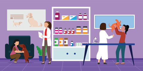 Vet hospital for animals - Veterinarian clinic 2d vector illustration concept for banner, website, illustration, landing page, flyer