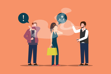Woman or non smoking people with smoker 2d vector illustration concept for banner, website, illustration, landing page, flyer