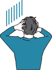 トラブルで頭を抱える男性