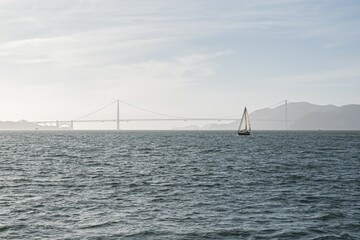 Oakland bridge in the mist, San Francisco, California