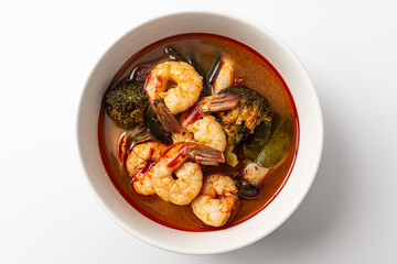 Tom yum goong on a white background