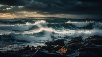 Obraz premium storm clouds over the sea Generative Ai