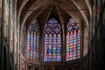 stained glass window in cathedral