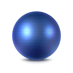 3d pilate or pilates ball isolated. Vector gym equipment. Fitness rubber gear for shape. Fitball for exercise and workout. Sphere for aerobic training. Gymnastic fit activity, physical training theme.