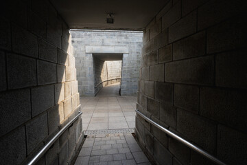 Seoul millennium time capsule near Namsangol Hanok Village and Namsan tower during winter morning...