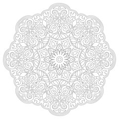 Mandala coloring book PNG illustration with transparent background