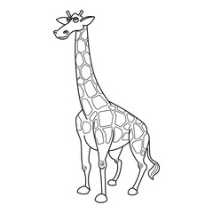 Coloring book giraffe african savannah animal PNG illustration with transparent background
