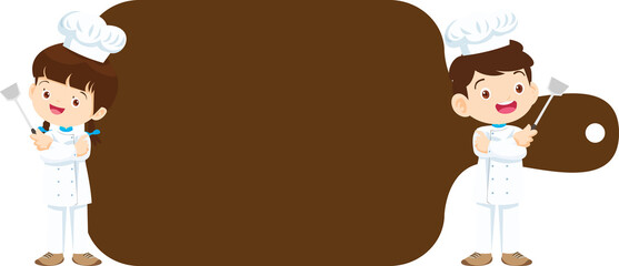 kids menu young chef children with blank menu board